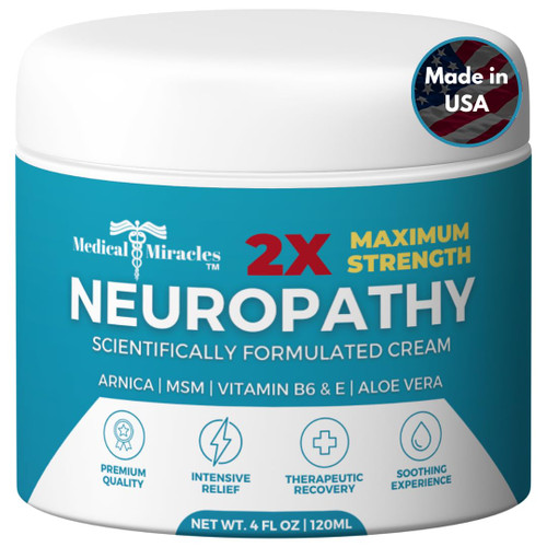 Medical Miracles|2X Strength Neuropathy Nerve Therapy Max- Potency Relief Cream for Feet, Hands, Legs, Toes - Arnica, Vitamin B6, Aloe Vera, MSM - Crafted for Exceptional Relief 4oz
