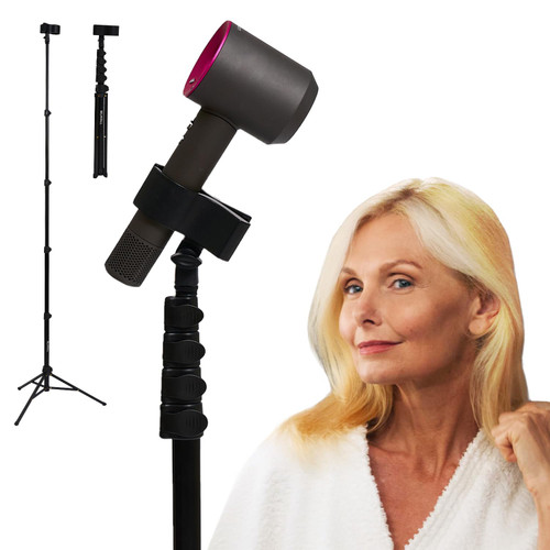 RELMITALL Hair Dryer Stand – Heavy Duty 26-74 Inch Adjustable Blow Dryer Holder with Non-Slip Tripod and Universal Clip – Hands Free for Frozen Shoulder, Arthritis, and Wrist Pain Relief-1765517419
