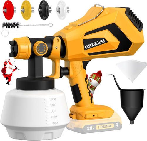 Cordless Paint Sprayer for Dewalt 20V MAX Battery Electric Spray Paint Gun with High Capacity Container Easy to Clean for House Painting Furniture Home Interior Gold(Not Include Battery)-1765518840