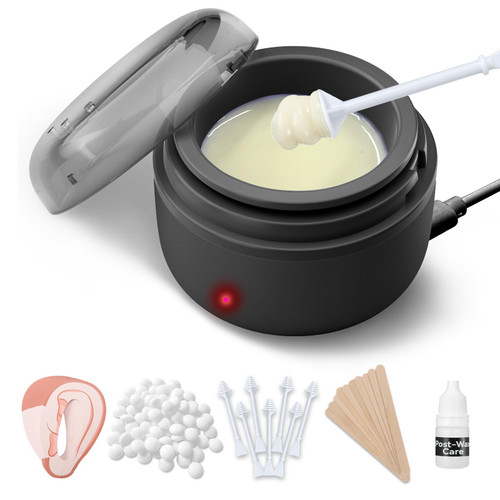 SUERBEATY Ear Nose Wax Kit Men, Nose Hair Waxing Kit for Men, Ear Hair Removal Wax 100g, 20 Pcs Nose Applicator, 15-20 Times, Usb Rapid Heating, Constant Temperature, Painless, Black-1765519240