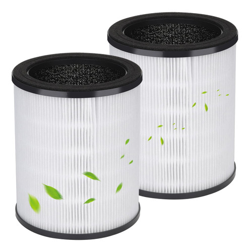 (2 Pack) KJ80 Replacement Filter Compatible with Vhoiu KJ80 Air Purifier Black/White, 360° Rotating 3-in-1 Filter of H13 True HEPA Filter, (Official Original Filter, Not Suitable for Other Models)