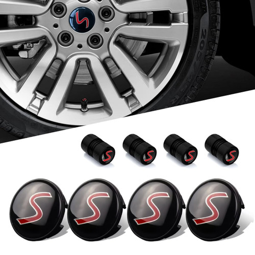 4PCS Car Wheel Center Cap 54mm S Logo Compatible with Mini Cooper Clubman Countryman Paceman Wheel Center Covers