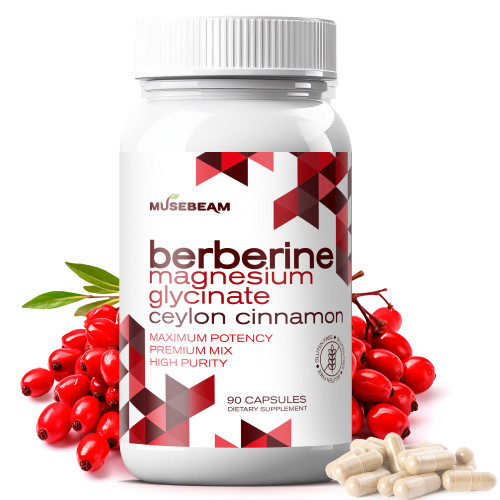 MuseBeam Berberine HCL Magnesium Glycinate Supplement - 1800mg High Purity Capsules with Ceylon Cinnamon - Vegan Friendly Non-GMO Gluten-Free Sugar Free Pill for Men Women-1765521341