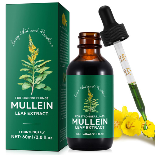 HUYEHF Mullein Drops, Mullein Leaf Extract for Lungs, Mulleins Leaf Drops for Lung Cleanse and Phlegm, Fast Absorption Powerful Mulleins Extract for Stronger Lungs (1)-1765521498