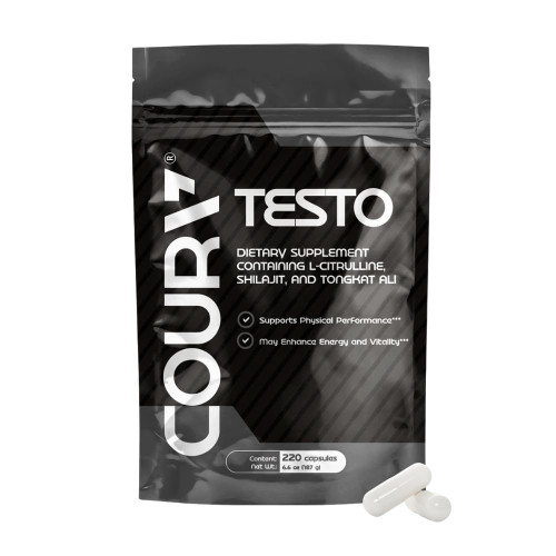 COURA Mens Testo - 220 Capsules 55 Servings - Multivitamin for Men - Shilajit Zinc Magnesium L Arginin Citrulin Beta