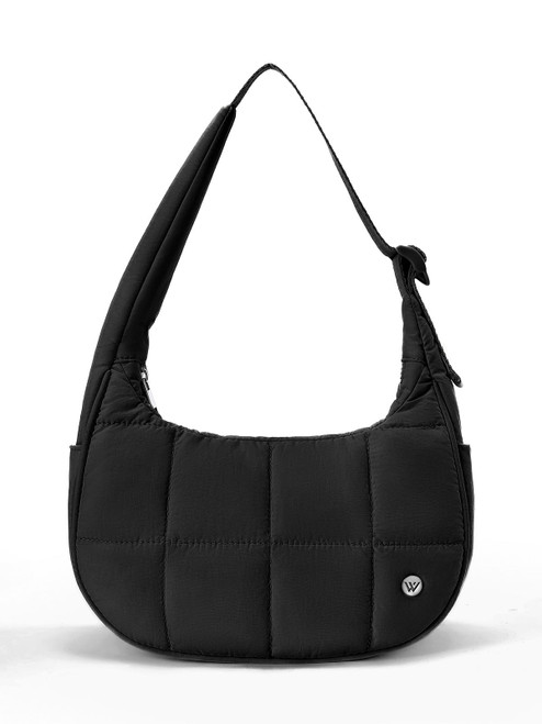 WESTBRONCO Small Puffer Crescent Shoulder Bag for Women, Nylon Quilted Shoulder Purses, Puffy Handbags with Adjustable Strap