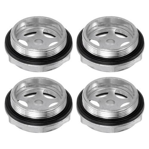 HARFINGTON 4pcs Air Compressor Oil Sight Glass 42 x 1.5mm Male Thread Liquid Level Gauge Aluminum Hex Head Oil Indicator Window with O-Ring for Air Compressor Gearbox Pump Tanks, Silver