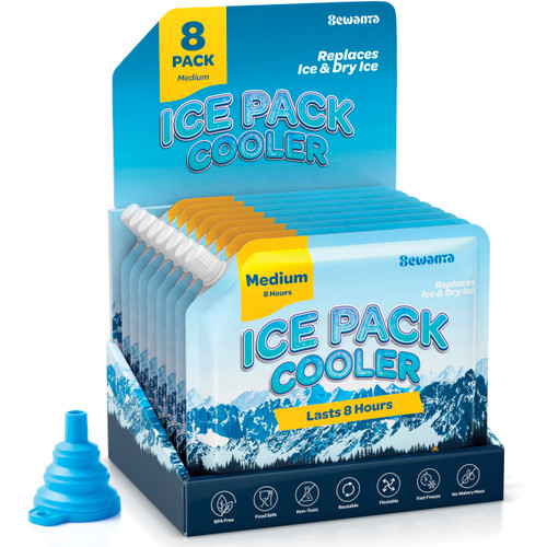 Reusable Ice Packs for Lunch Boxes, Coolers (8 Pack) Ice Pack for Outdoor Activities Like Camping & Travel - Keep Drink & Food Cold Up to 48 Hours with No Mess of Melting Ice. (7.5"x6")-1765522126