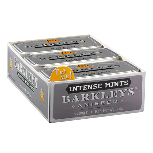 Barkleys Aniseed Breath Mints - Strong Aniseed Flavor Cool Mint Candy For Party, After Dinner, Wedding, Every Day Use - Vegan Breath Mints In Reusable Classic Travel Tins, 6 Pack - 50 Count Each