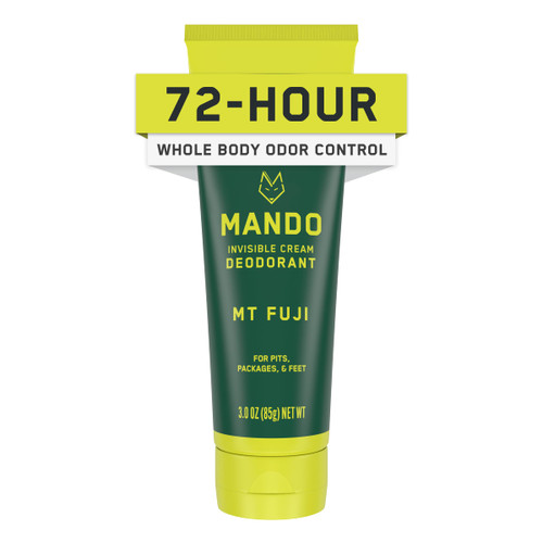 Mando Whole Body Deodorant For Men - Invisible Cream - 72 Hour Odor Control - Aluminum Free, Baking Soda Free, Skin Safe - 3 Ounce Tube (Mt Fuji)