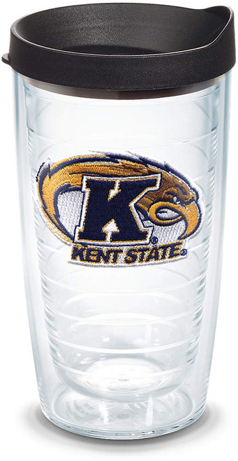 Tervis Kent State Golden Flashes Logo Tumbler with Emblem and Black Lid 16oz, Clear