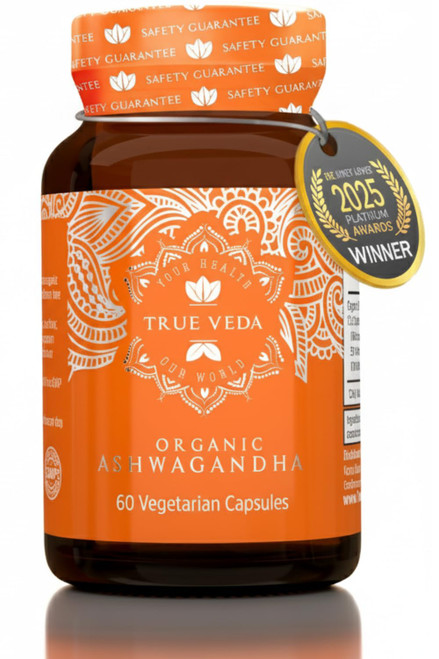 True Veda USDA Organic KSM-66 Ashwagandha Supplements | Organic Ashwagandha for Women & Men | High Strength KSM 66 Capsules | Premium Aswagandha | Ashwaganda Root Extract | 60 Capsules