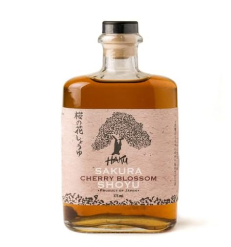 HAKU Sakura Cherry Blossom Shoyu Soy Sauce (375 ml) - Handmade Japanese Barrel Aged Light Soy Sauce - Gourmet Umami Sauce for Dip Sauce, Marinade, Sushi, Meat, Stir Fry, Rice & Asian Cuisines