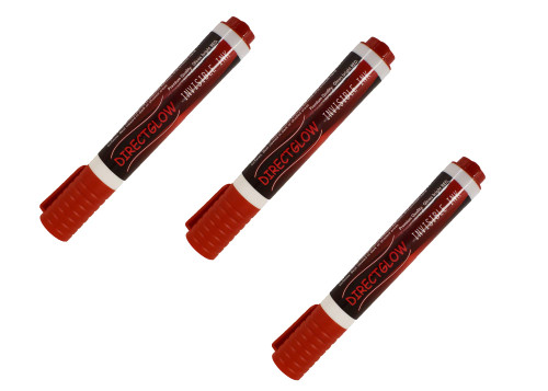 Set of 3 DirectGlow Extra Large Invisible Red UV Blacklight Reactive Ink Marker Pen 3 Pack