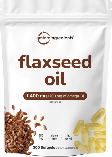 Flaxseed Oil 1400mg Softgels, 300 Counts | w/ 700mg ALA Omega 3, Cold Pressed, Rich in Fatty Acids, Alpha Linolenic Acid, Support Heart Health & Immune System | Non-GMO, No Gluten - 300 Servings