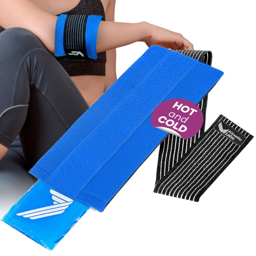 Ice Pack Wrap with Elastic Strap by Kinetic Labs - Hot Cold Gel Pack for Injuries - Reusable Ice Pack for Neck Foot Ankle Head Wrist Leg Shoulder Arm Thigh Knee Surgery (Regular)