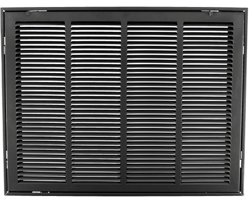 HVAC Premium 25" X 16" Steel Return Air Filter Grille for 1" Filter - Removable Face/Door - HVAC Duct Cover - Flat Stamped Face - Black [Outer Dimensions: 27 5/8" X 18 5/8"]