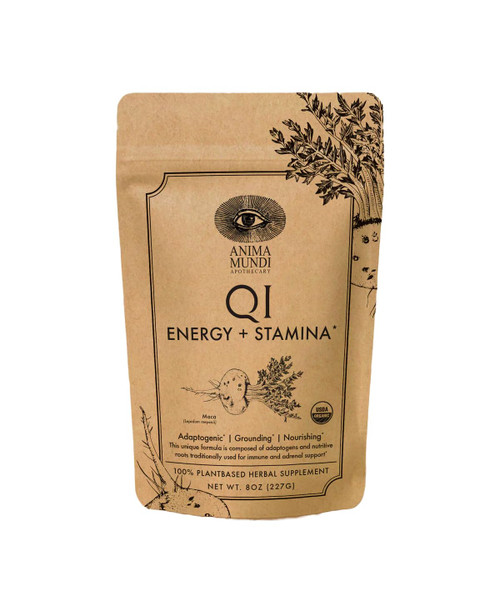 Anima Mundi Apothecary Qi Energy & Protein Superfood Powder - Adaptogenic Adrenal Support Supplement with Ashwagandha & Slippery Elm - Mood & Energy Support Supplement & Protein Powder (8oz / 227g)