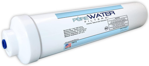 Inline Water Filter For Refrigerators, Ice Makers, Coffee Makers, Water Fountains, Water Coolers, Sink Faucets, RV, Campers, and Boats - with 1/4" Quick-Connect Fittings