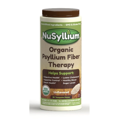 NuSyllium Psyllium Husk Powder USDA Organic, 21 Oz, Dietary Fiber Supplement with Brown Sugar, Helps Promote Digestive Health* Unflavored, 85 Servings