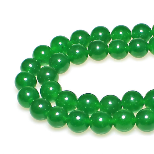 MJDCB Natural Green Jade Round Loose Beads for Jewelry Making DIY Bracelet Necklace (10mm)