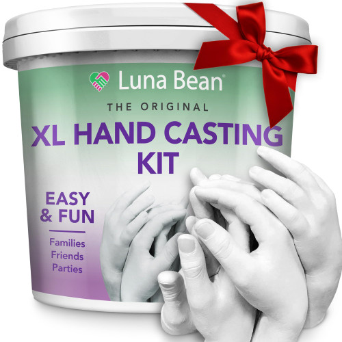 Luna Bean XL Family Hand Casting Kit – Extra Large Hand Mold Kit for Families, Casts Up to 6 Hands – Unique Family Gifts Ideas, Parents, Grandparents & Keepsake Memorial