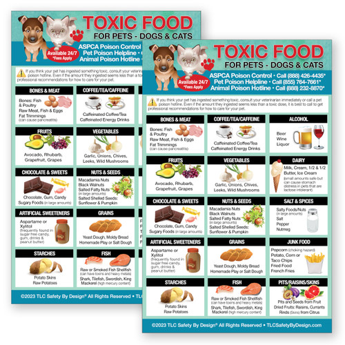 Magnetic List of Toxic Harmful Foods for Pets - Dog Cat Feeding Chart - People Food Dogs Cats Should Not Eat - Chart Decorative Magnets - Pet Safety - Pet Adoption Essentials Gift 5.5 x 8.5 inches