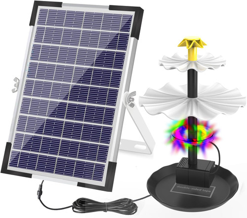 Lewisia Battery Backup Solar Fountain Pump with LED Lighting Solar Powered Water Pump Kit for Pool Koi Pond Garden Bird Bath 5W