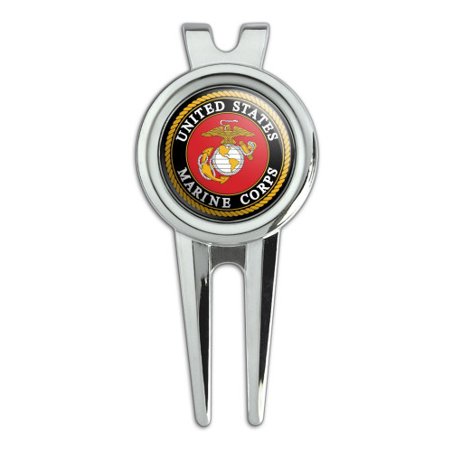 GRAPHICS & MORE Marines USMC Emblem Black Yellow Red Officially Licensed Golf Divot Repair Tool and Ball Marker