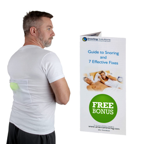 Stop Snoring T-Shirt - Most Comfortable Snoring Aid. Health Expert Recommended for Back Snorers! Eliminates Snoring by Adjusting Your Sleeping Position. Included: Guide to Snoring Ebook, White, M