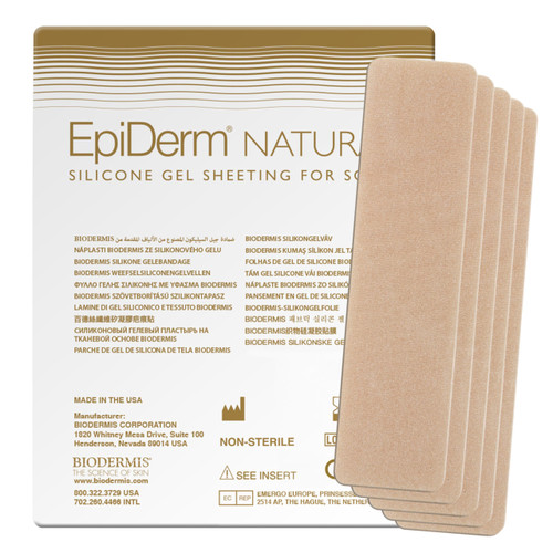 EpiDerm Silicone Gel Scar Sheets - Premium-Grade Silicone Scar Sheets for Optimal Scar Care - Versatile, Flexible & Reusable - For C-Section, Tummy Tuck & Hysterectomy Scars - 1.4x6in, 5-pack, Natural