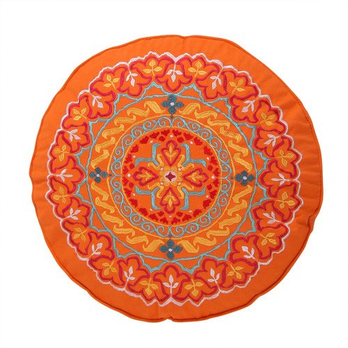 Levtex Home - Mackenzie - Decorative Pillow (18in. Round) - Round Medallion - Orange, Yellow, Blue, Red, Teal