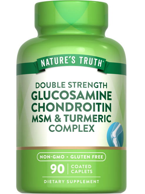 Nature's Truth Glucosamine Chondroitin MSM Complex | 90 Caplets | with Turmeric | Double Strength | Non-GMO & Gluten Free Supplement