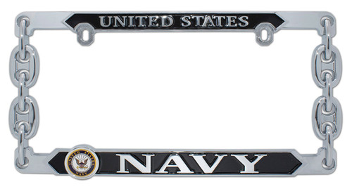 Elektroplate Officially Licensed – United States Navy Chrome-Plated All-Metal Standard Size Premium 3D License Plate Frame Tag Holder for Cars/SUVs/Trucks Weather-Proof Automotive Accessory
