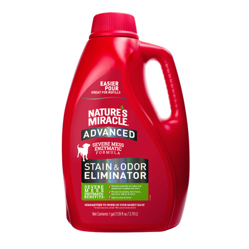 Nature’s Miracle Advanced Stain And Odor Eliminator for Dogs, Fresh Scent, Severe Mess Enzymatic Formula For Tough Pet Messes, 1 Gallon