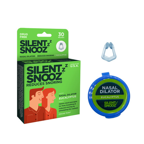 Silent Snooz Nasal Dilator Anti-Snore Device | Made in USA - Reusable Eucalyptus Scented Nose Vent Designed to Stop Snoring (30 Uses)