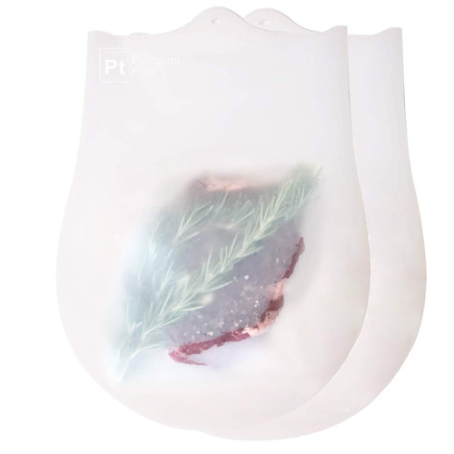 Platinum Pure,Reusable Sous Vide Bags,Set of 2 BPA Free Bags for Sous Vide Cooking,100% Pure LFGB PLATINUM SILICONE with NO FILLERS,Compatible with all immersion circulators, Gourmia, and more
