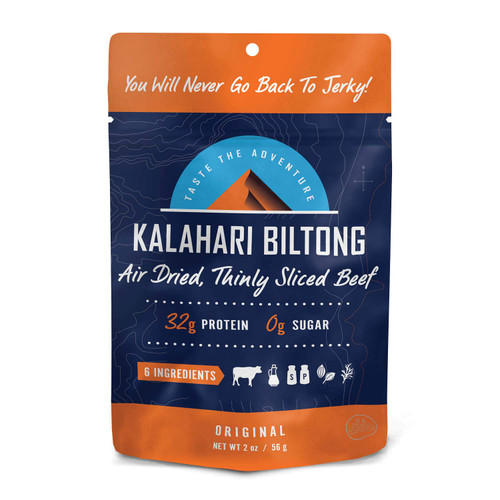 Original Kalahari Biltong, Air-Dried Thinly Sliced Beef, 2oz (Pack of 8), Sugar Free, Gluten Free, Keto & Paleo, High Protein Snack