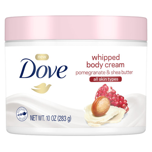 Dove Whipped Body Cream Dry Skin Moisturizer Pomegranate and Shea Butter Nourishes Deeply, 10 Oz