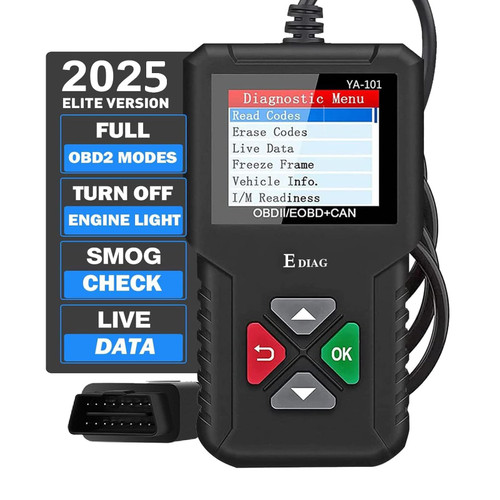 2025 Ver. EDIAG OBD2 Scanner YA-101 Auto Code Reader for Check Engine Light,O2 Sensor,EVAP Test,On-Board Monitor Test,Smog Check,OBD2 Diagnostic Scan Tool for All OBD2 Cars Since 1996-Upgrade Version