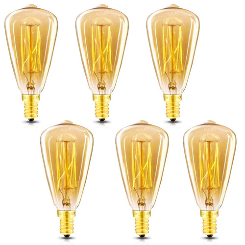 New orange heart Vintage Edison Light Bulbs, E12 Candelabra Light Bulbs, 60W Dimmable Incandescent Bulb, 110-130v, Amber Warm,ST48 Squirrel Cage Filament Edison Bulb,Light Fixtures Decorative 6-Pack
