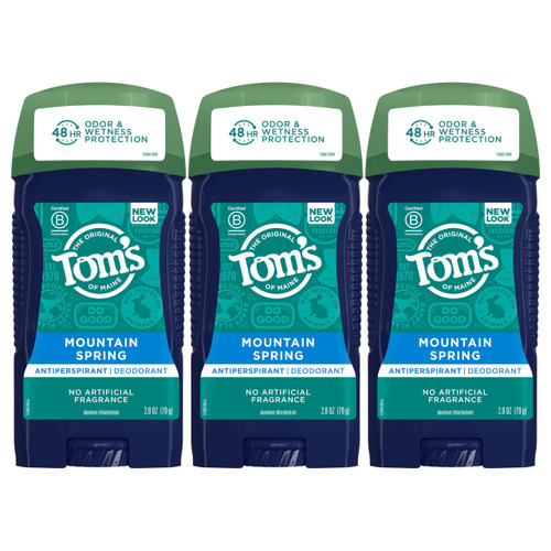 Tom's of Maine Antiperspirant Deodorant for Men, Mountain Spring, 2.8 oz. 3-Pack