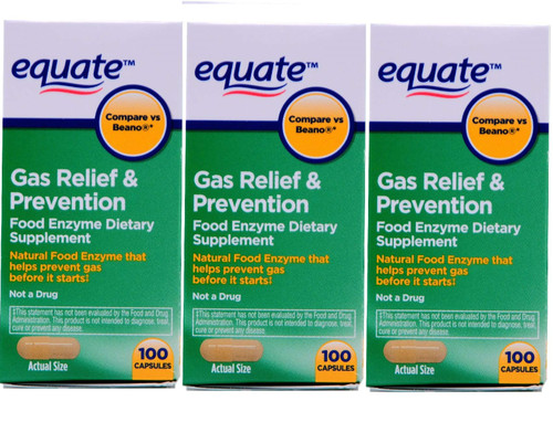Equate Gas Bloating Relief and Prevention, Food Enzyme Dietary Supplement, 300 Count
