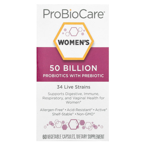 ProBioCare Probiotic for Women - Featuring 50 Billion CFUs for Maximum Efficacy - Supports Digestive Health, Promotes Vaginal Wellness, and Enhances Immune Function (60 Vegetable Capsules)