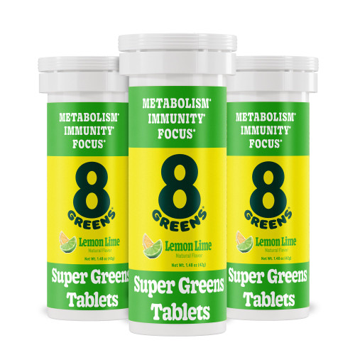 8Greens Supergreens Tablets | Super Greens Powder Superfood, Metabolism Immunity & Focus, Daily Greens Effervescent Tablets, Organic: Aloe Vera, Spirulina, Chlorella, Lemon Lime, Tube 30 Servings
