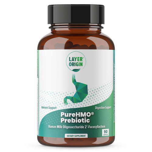 Layer Origin PureHMO Human Milk Oligosaccharide (HMO 2'-FL) Prebiotic Fiber - Feed 180 Billion Probiotics/Serving, 30-Day Supply