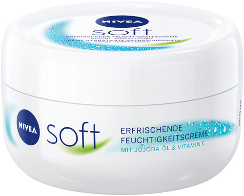 NIVEA Soft erfrischende Feuchtigkeitscreme (200 ml), pflegende Soft Creme mit Vitamin E und Jojoba-Öl, schnell einziehende Hautcreme
