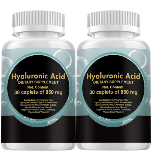 wuliao Hyaluronic Acid 850 mg – 60 Caplets | Hyaluronic Acid for Skin Hydration & Joint Support | 2 Pack of 30 Caplets | 60 Day Supply
