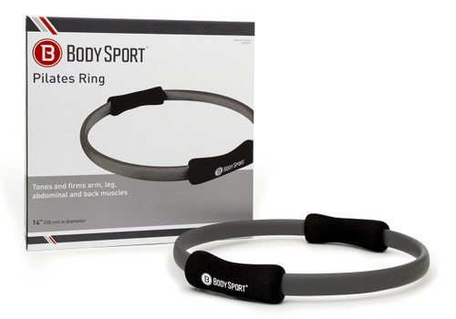 Body Sport Pilates Ring with Foam Padded Grips to Sculpt the Thighs, Core, Arms and More,Gray