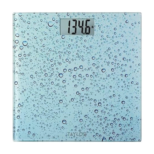 Taylor Digital Scales for Body Weight, Highly Accurate 400 LB Capacity, Auto On and Off Scale, 11.8 x 11.8 Inches, Water Drop Blue